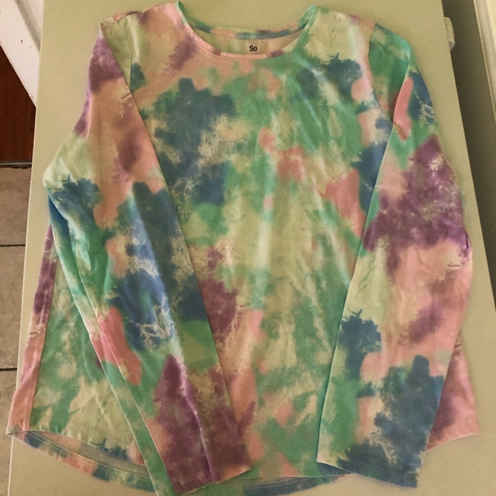SO Favorite Tee Girls Pastel Tie Dye Long Sleeve Crewneck Shirt
